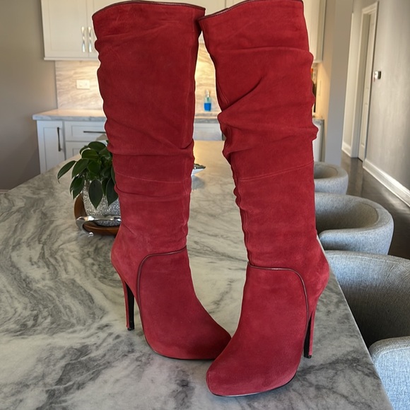 Luichiny ruched suede knee platform boots US 7 - Picture 3 of 12